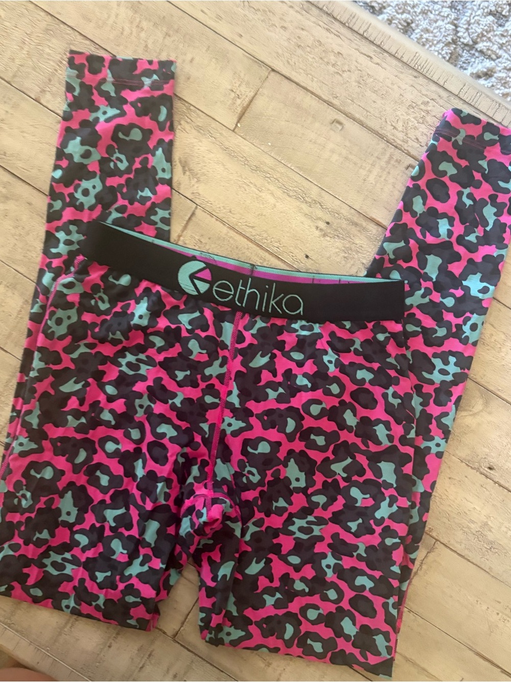 ethika Women's Leggings Pink Teal Black Leopard Print